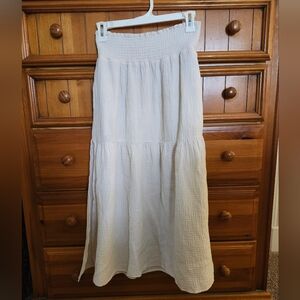 Grade And Gather Cream 100% Cotton Gauze Maxi Skirt